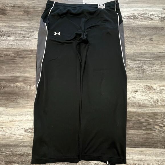 Under Armour Black Gray Mens L Loose Fit Ankle Zip Warm Up Athletic Sweatpants - Picture 1 of 13